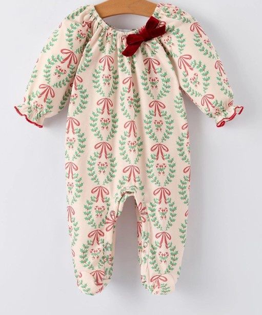 Christmas Wreath Girls Romper