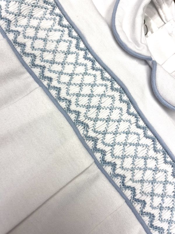 White and Blue Geometric Gown