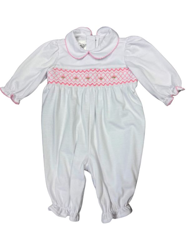 White and Pink Geometric Claire Romper