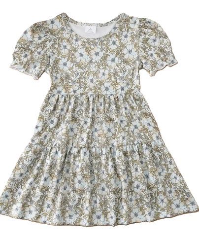 Green Floral Tiered Dress