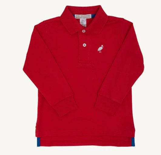 Prim &amp; Proper- Long Sleeve Polo-Pima Richmond Red