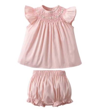 Rosette Smocked Collar Diaper Set
