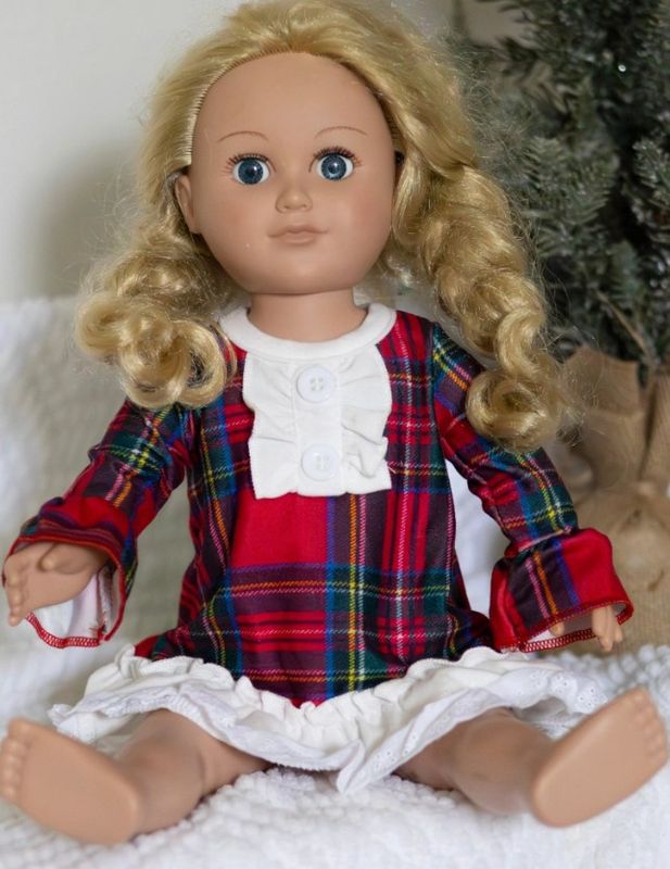 Doll Night Gown- Tartan Plaid