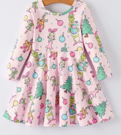 Pink Grinch Twirl Dress