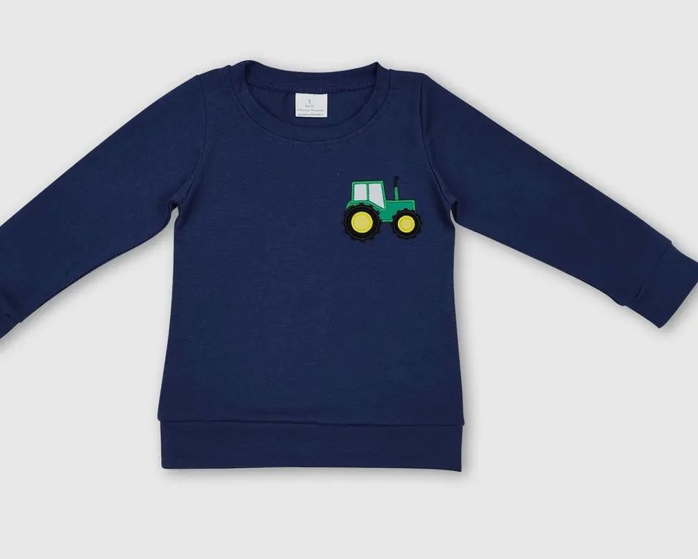 Long Sleeve Tractor Applique Shirt