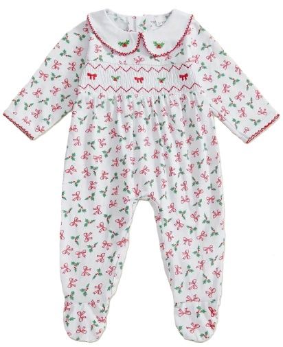 Smocked Holly Bow Romper