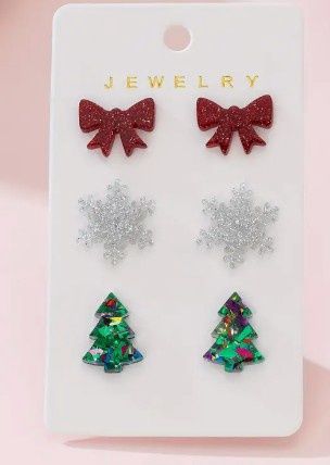 Glitzy Christmas Trio Earrings