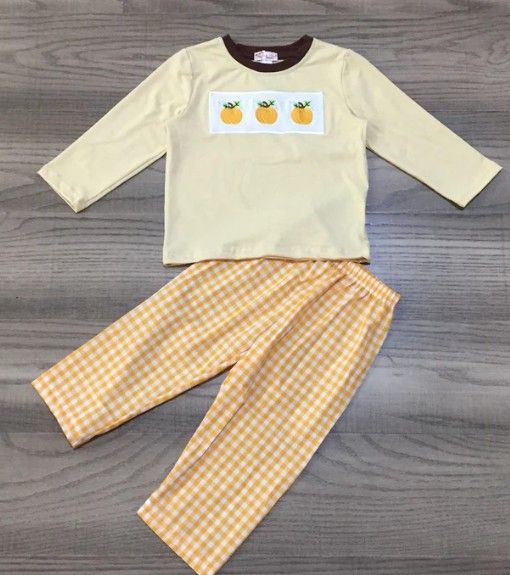 Smocked Orange Pumpkin Set