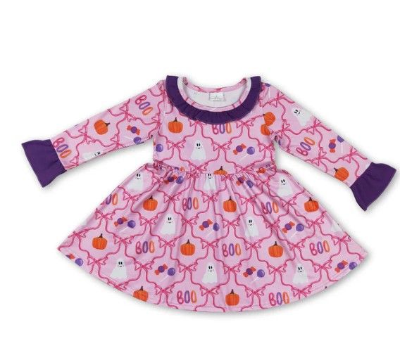 Pink Bow Ghost Bow LS Dress