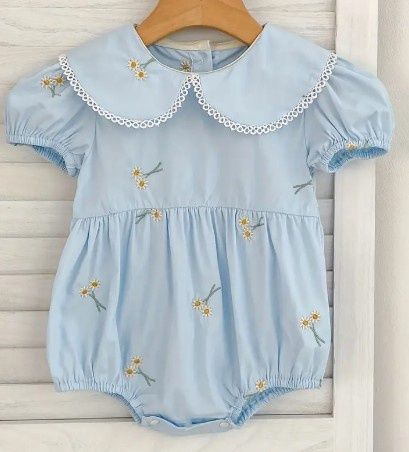 Blue Embroidered Daisy Bubble