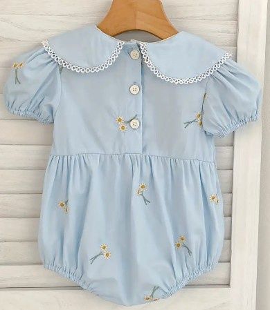 Blue Embroidered Daisy Bubble