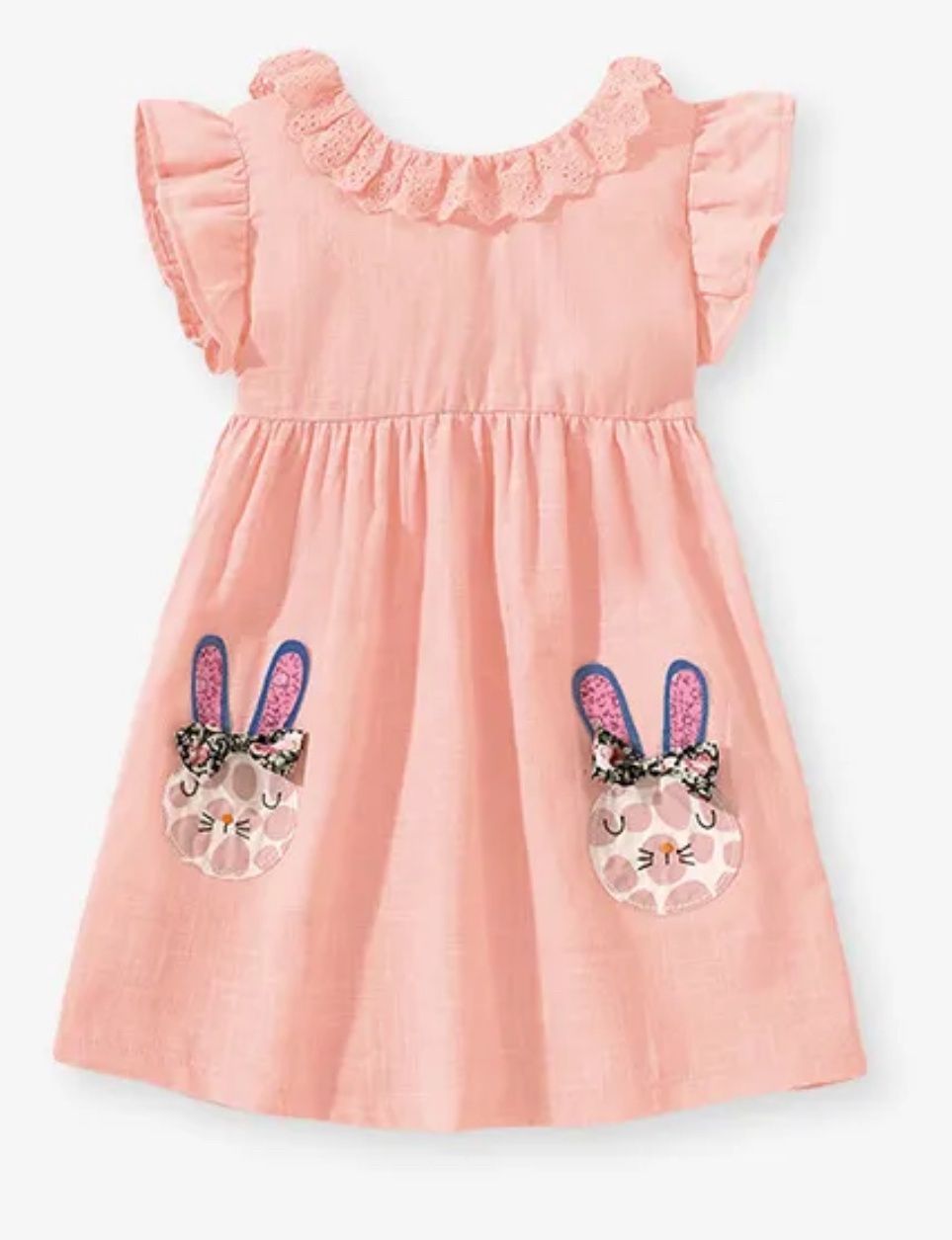 Peach Appliqué Bunny Dress