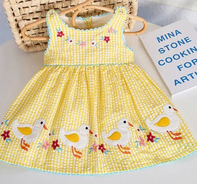 Yellow Seersucker Birdie Dress
