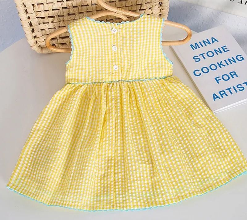 Yellow Seersucker Birdie Dress