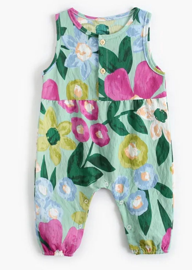 Sleeveless Teal Floral Romper