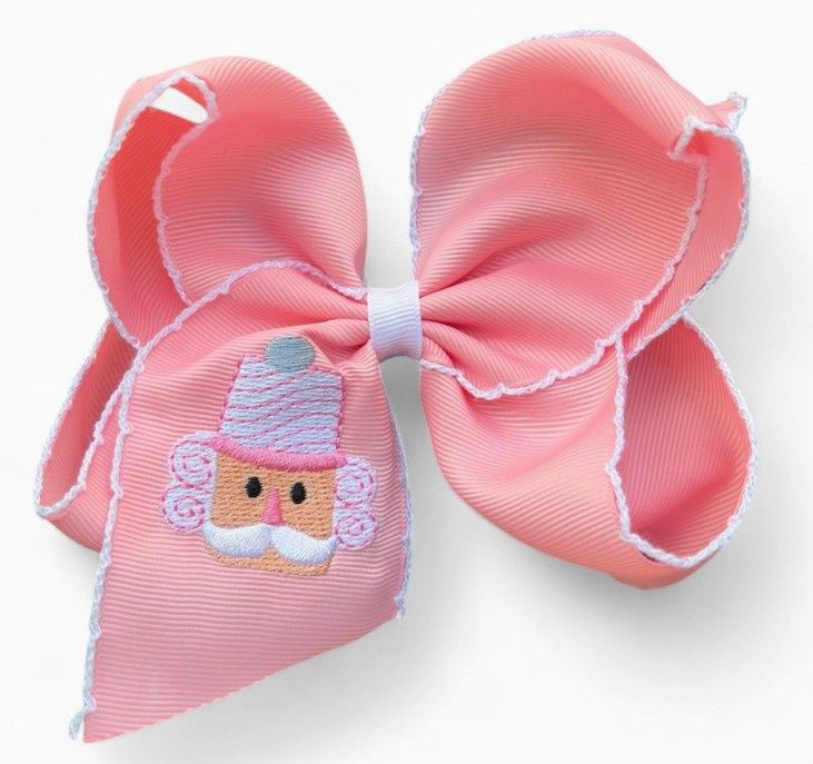 5 inch Pink Embd Nutcracker Bow