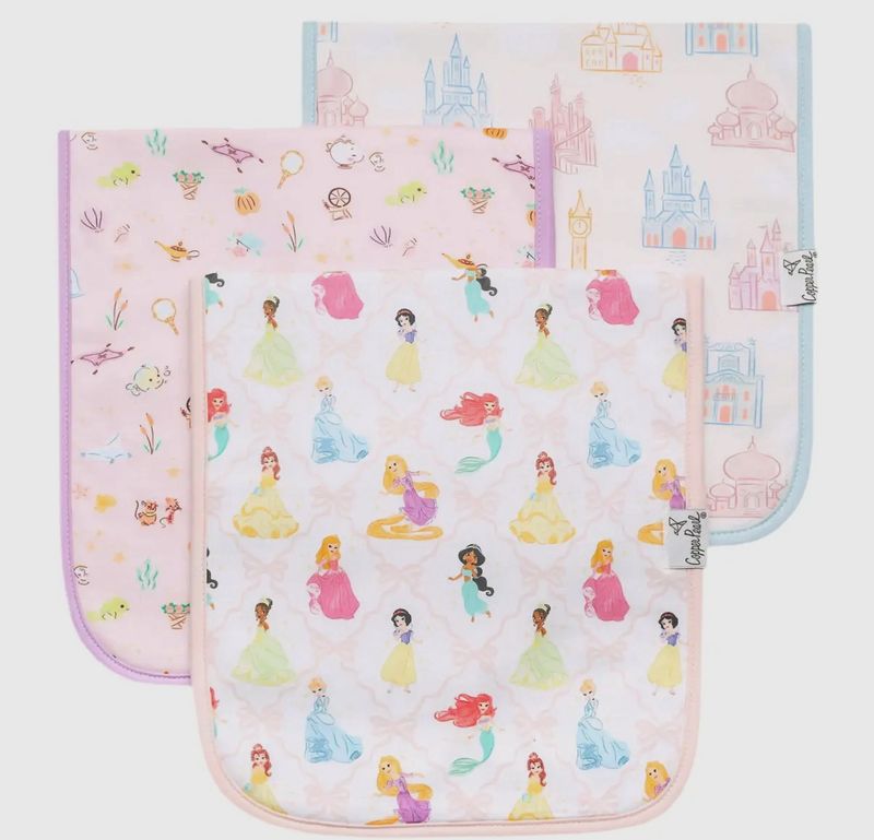 Copper Pearl Burp Cloths- Disney Princess