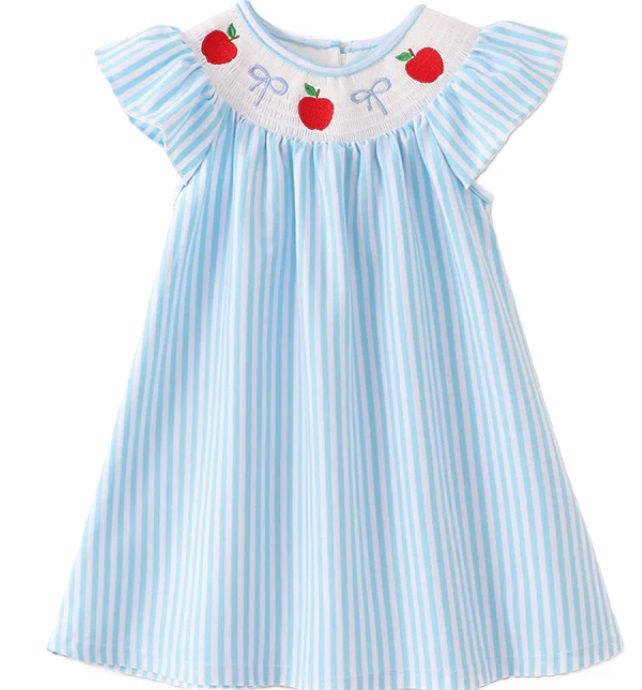 Bow Apple Smocked Dress, Size: 3T