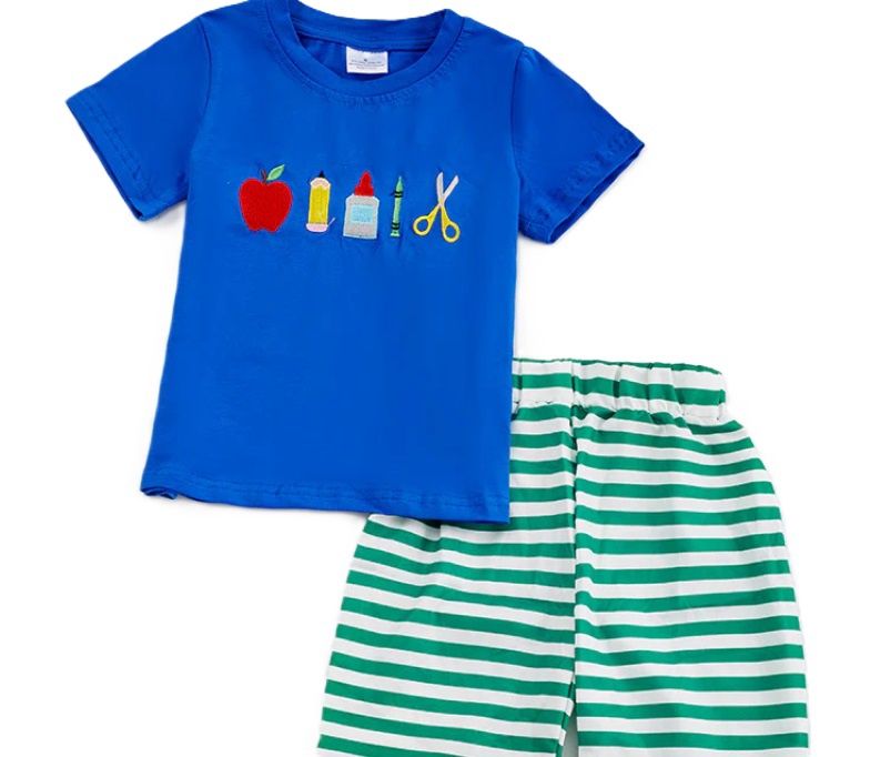 Back to School Embroidered Boys Set, Size: 4T
