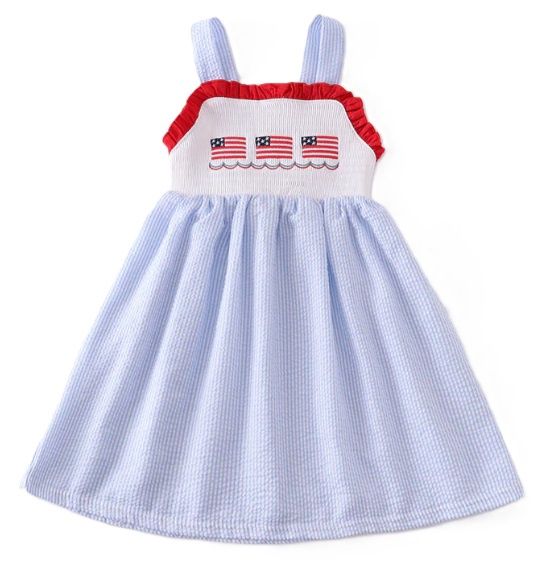 Seersucucker  flag dress, Size: 2T