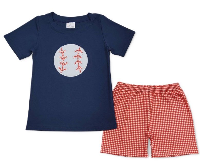 Boys Gingham Baseball Set, Size: 2T