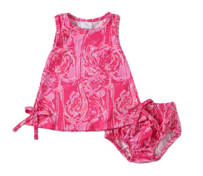 Pink Flamingo Bummie Set, Size: 2T
