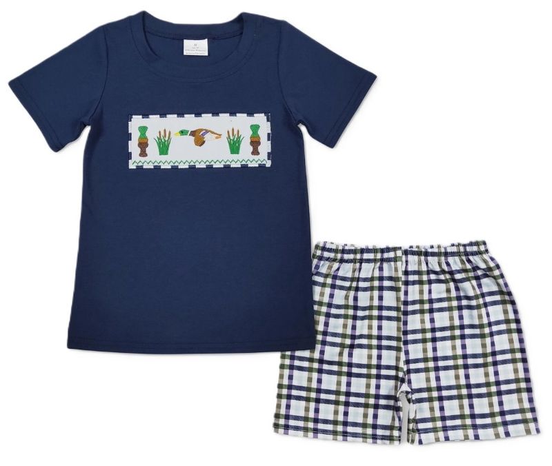 Navy Gingham Duck Set