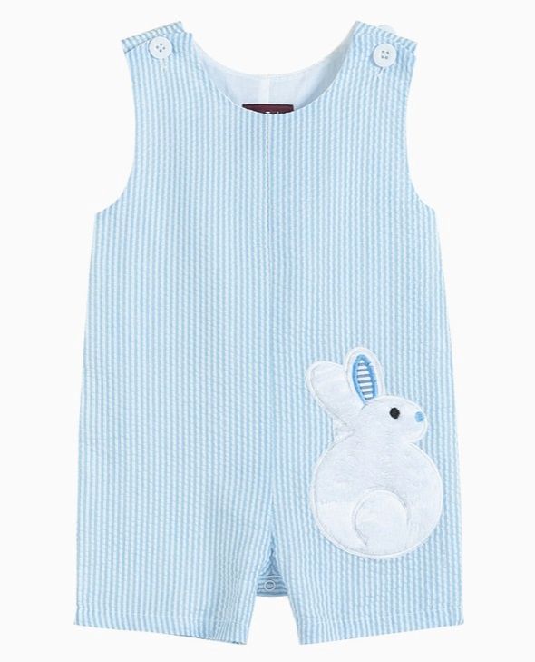 Seersucker Fuzzy Bunny Jon Jon, Size: 2T