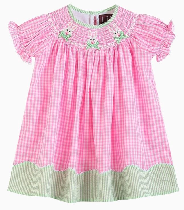 Smocked Pink Bunny Dress, Size: 6
