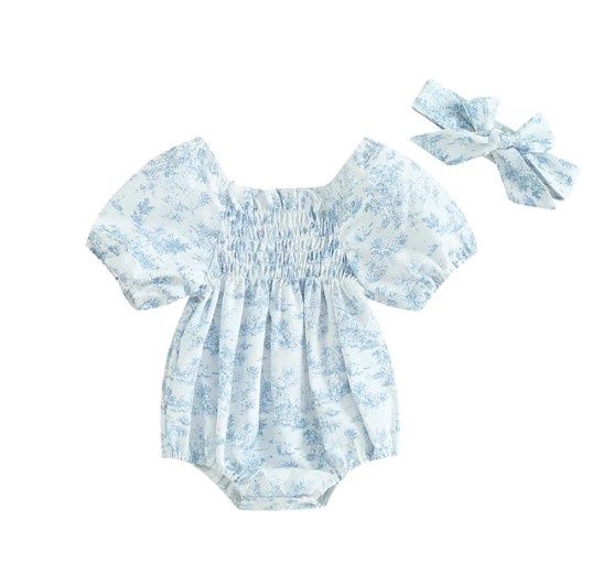 Chinoiserie Smocked Romper, Size: 3/6M