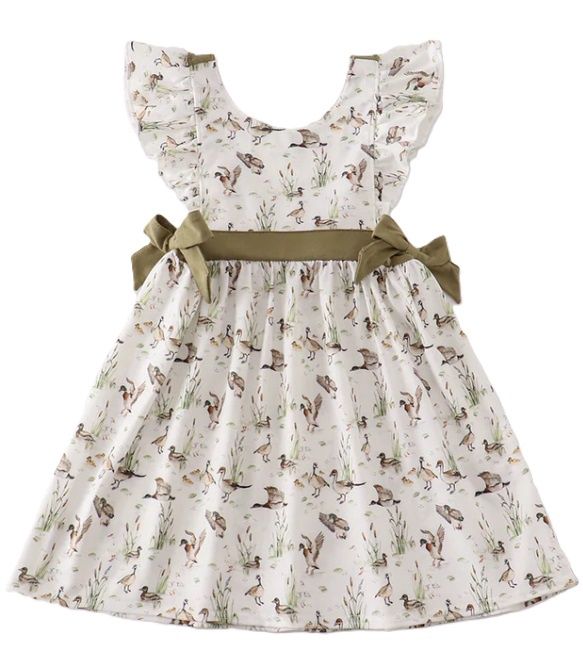 Sage Duck Dress, Size: 2T