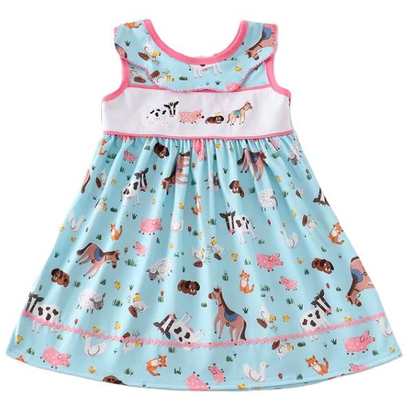 Mint Embroidered Farm Dress, Size: 2T