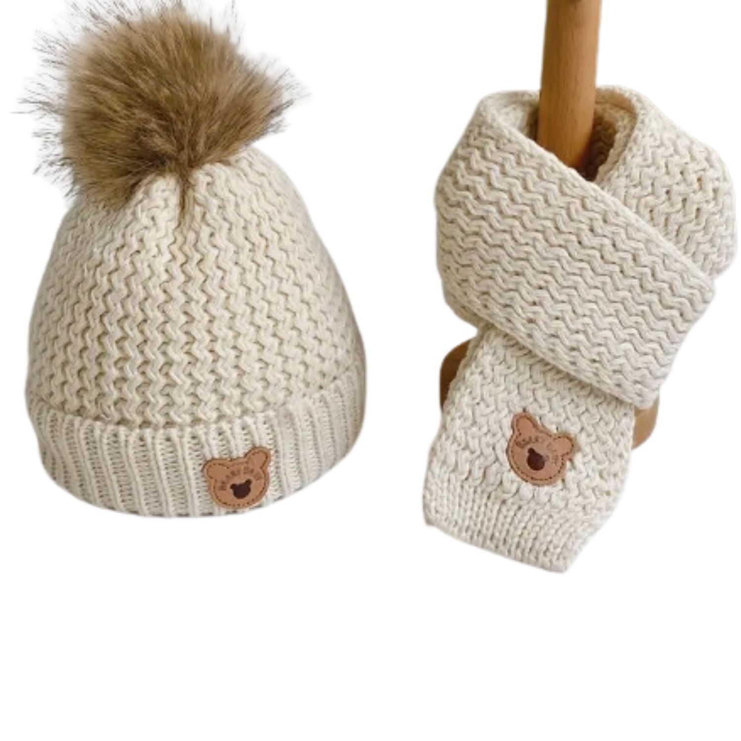Beanie &amp; Scarf Set, Colour: Cream