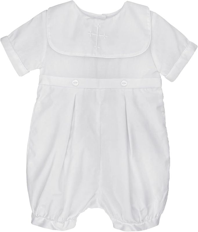 Embroidered Cross Christening Romper