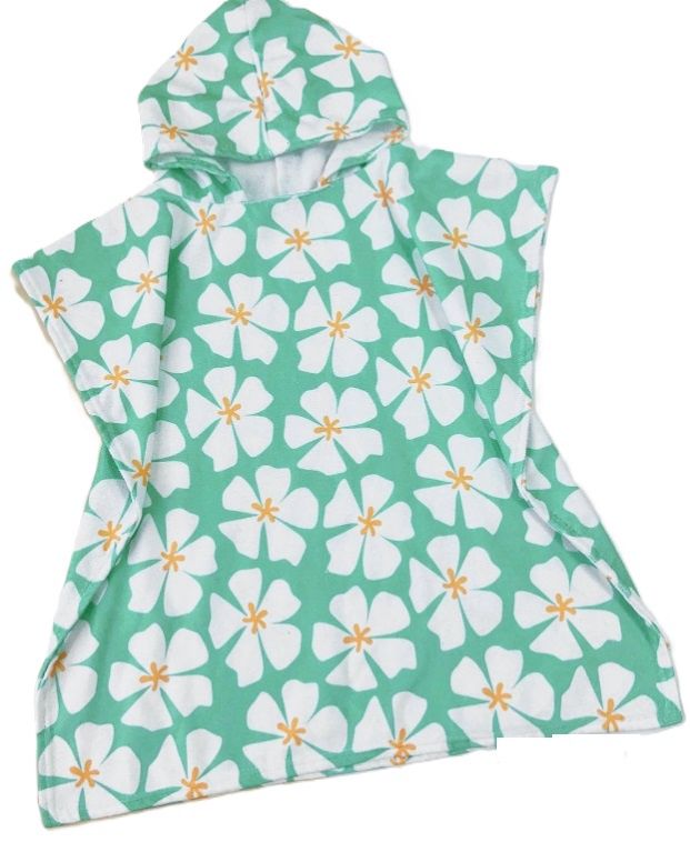 Hooded Beach Towel, Material: Teal Flower