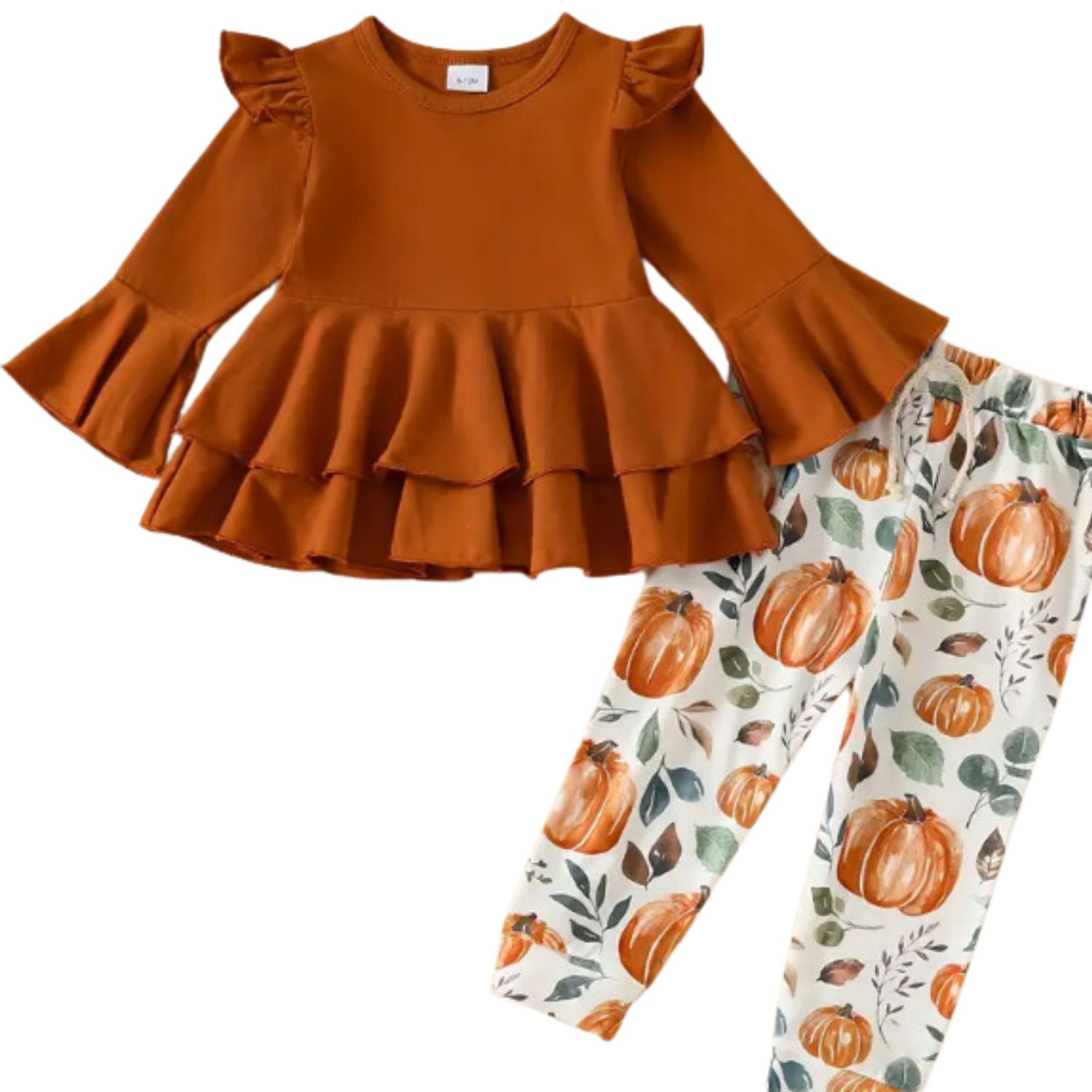 Pumpkin Leggings Trumpet Sleeves, Size: 6/12M