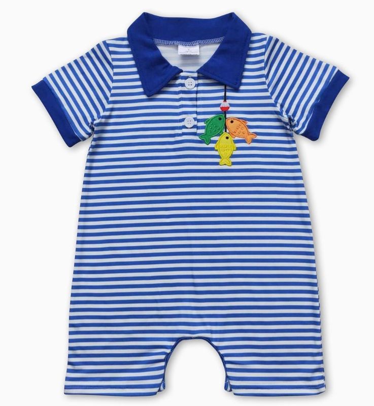 Blue Triple Fish Romper