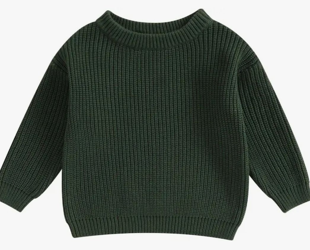 Dark Green Knit Sweater, Size: 1/2T