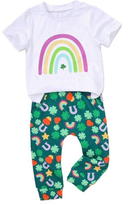 Rainbow Clover Outfit, Size: 9/12M