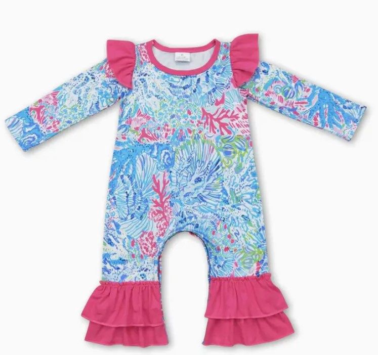 Blue &amp; Pink Lilly Long Romper, Size: 0/3M