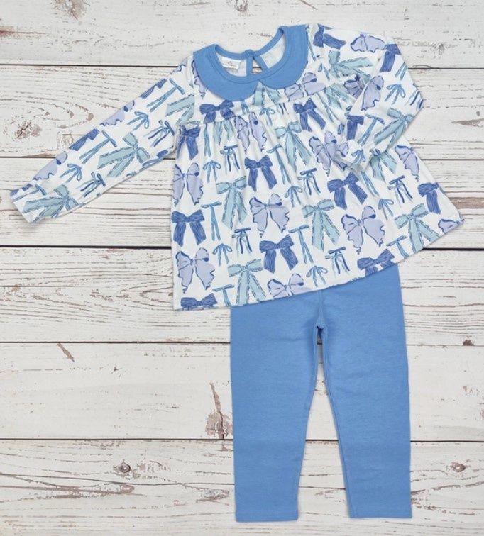 BLUE BOW LS SET, Size: 12/18M