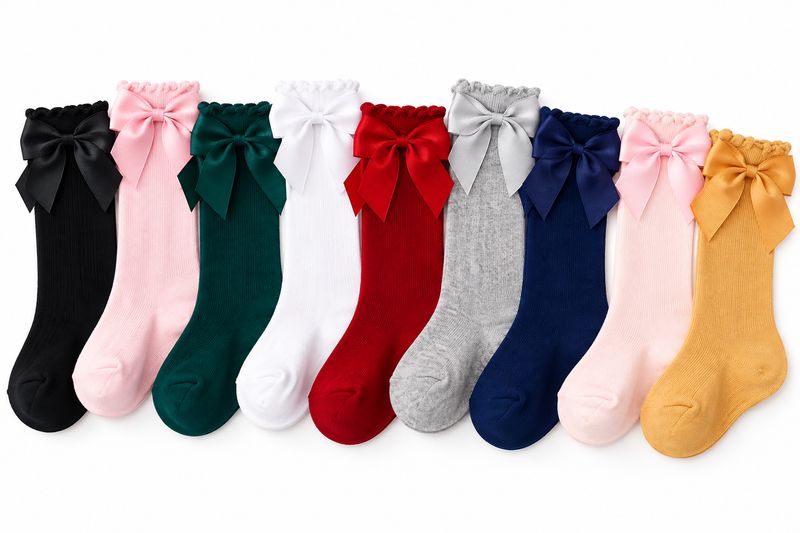 Scallop Edge  Knee High Socks with Bows