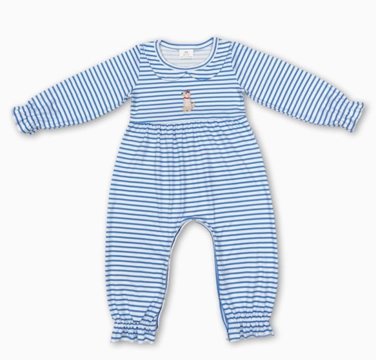 Blue Stripe Dog Romper, Size: 0/3M