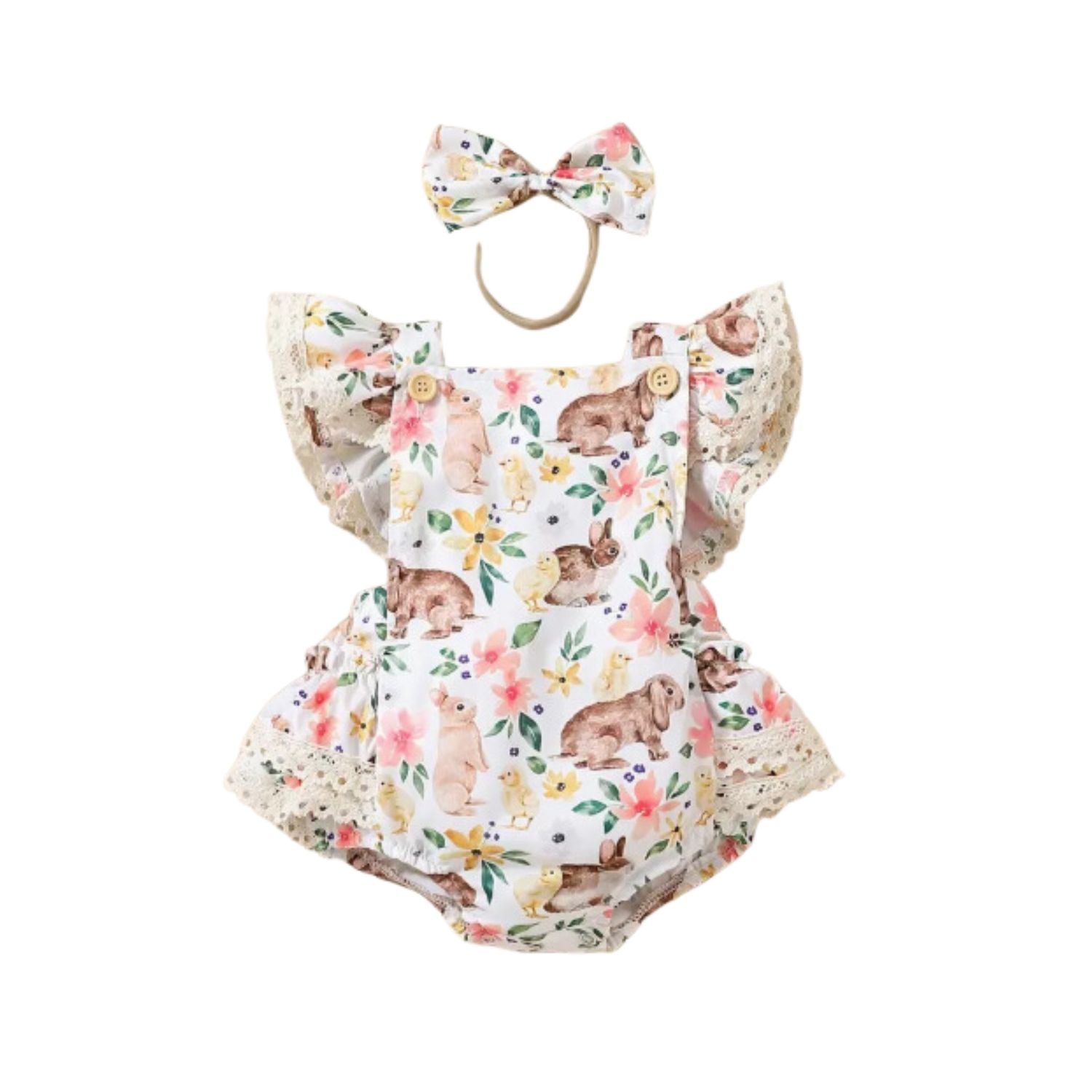 Bunny Ruffle Romper, Size: 0/3M