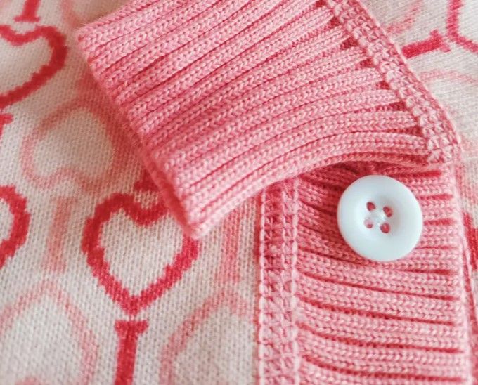 Pink Heart Fleece Lined Cardigan