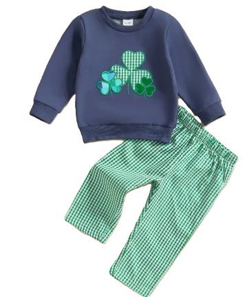 Navy Blue Clover Set, Size: 12/18M