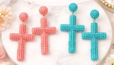 Beaded Cross Earrings