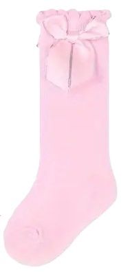 Ribbed Knee High Bow Socks, COLOR: Pink, Size: 0/2