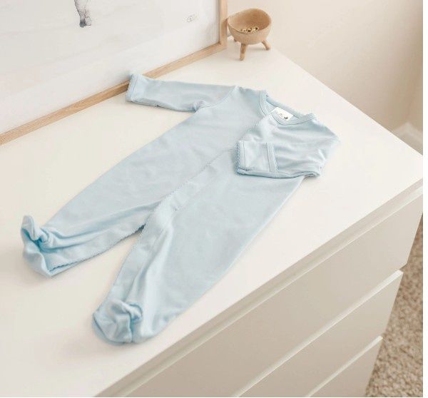 Pima Cotton Blue Footie, Size: Newborn