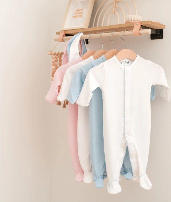 White Pima Cotton Footie, COLOR: White/White Trim, Size: NB
